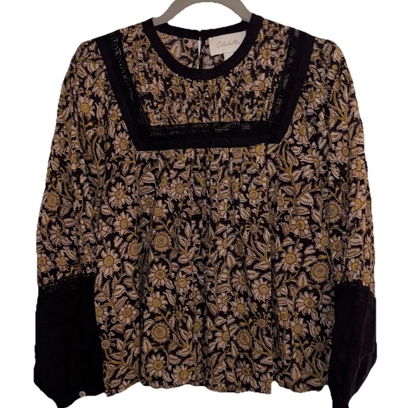 Anthropologie Cleobella Rafia Blouse Women’s Sz M Balloon Sleeves Peasant Boho - Picture 3 of 15